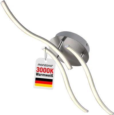 Produktbild von MONZANA® LED Deckenlampe 3 Flammig Schwenkbar 15W Matt Warmweiß Montagematerial Wohnzimmer Schlafzimmer Büro Flur Lampe Leuchte Deckenleuchte Silber