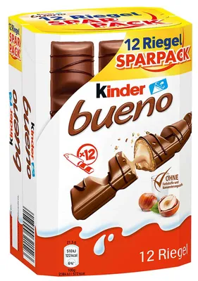Image de Kinder bueno 12 barres de gaufrette emballées avec fourrage Sparpack 258g