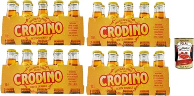 Produktbild von Crodino aperitivo biondo, 40x 100 ml, alkoholfreier Aperitif bitter, Italienischer nicht -alkoholischer Aperitif bereit zu trinken + Italian Gourmet polpa 400g