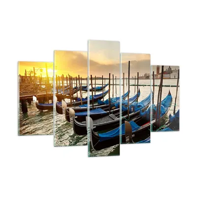 Produktbild von Bilder auf glas - Venedig Gondel - 150x100cm - Glasbilder - Wandbilder - Kunstdruck - zum Aufhängen bereit - Wanddekoration aus Glas - Glas Bilder - Wandbild auf Glas - 5 Teile - GEA150x100-3531