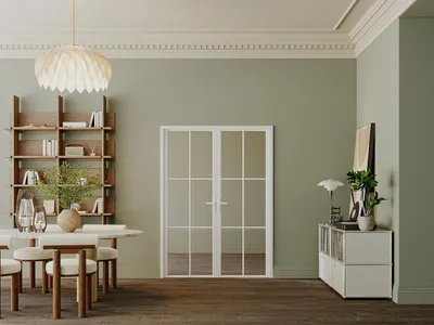 Produktbild von Tür-Set – zwei Flügel – wendbar – Aluminium & Sicherheitsglas – 2 x 204 x 83 cm – Weiß – SEROTO