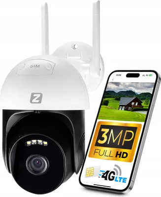 Obrázek produktu pro IP kamera 4G LTE V2 GSM s rozlišením 3 megapixely, vybavená detekcí pohybu a obousměrnou komunikací
