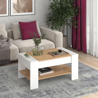 Obrázok produktu pre Konferenčný stolík Vicco August Biely/zlatý dub 99.6 x 58.8 cm so zásuvkou, Model 55596