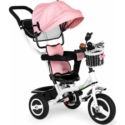Produktbild von ECOTOYS Dreirad mit Schü ttler und Fü hrungsstange rosa
