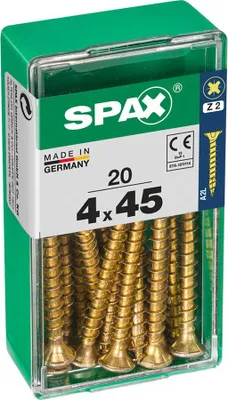 Image de Boîte 20 Unités. Vis A Bois Spax Cab. Plat Yellox 4.0x45mm Spax