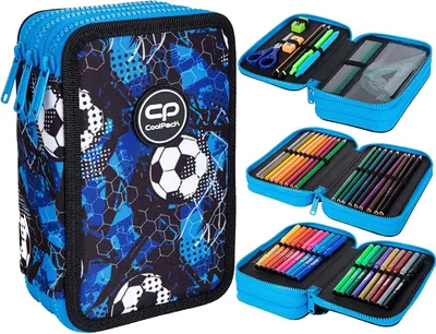 Produktbild von COOLPACK XXL Federtasche Federmappe Federmäppchen 44-teilig gefüllte Schüleretui 3-stöckig 20 x 13,5 x 7 cm Jungen Mädchen ink. Füller Patrone