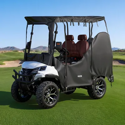 Image de Housse pour voiturette de golf VEVOR Visible pour voiturettes de golf 2 places (la plupart des voiturettes de golf Club Car, Yamaha, EZGO et Honda), housse de pluie en tissu Oxford 600D, avec revêtementPolyuréthaneet système d'accrochage coupe-vent