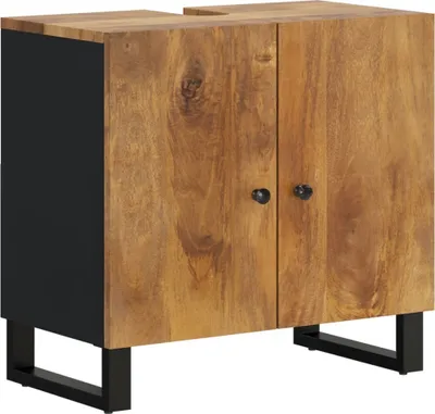Image de vidaXL Meuble sous-lavabo en bois massif de manguier et bois composite