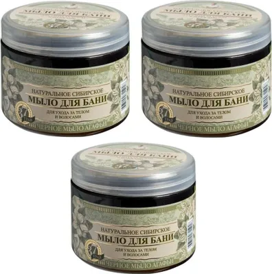 Produktbild von 3x500 ml Oma Agafia Schwarze Seife für Körper und Haare