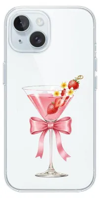 Produktbild von Flexible Hülle für das iPhone 15 Plus, TPU Silikon transparent, Erdbeercocktail
