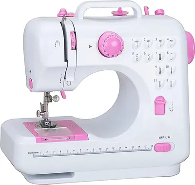 Produktbild von Emerio Sewing Machine For Children And Beginners, SEW-121820, 12 Stitch Patterns, Mini With Foot Pedal, Power And Battery Operated, Home, LED Light, Automatic Front And Backward, White/Pink