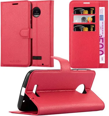 Immagine prodotto di Cadorabo Custodia per Motorola MOTO Z FORCE Custodia protettiva in rosso Custodia per cellulare Custodia Cover Chiusura magnetica