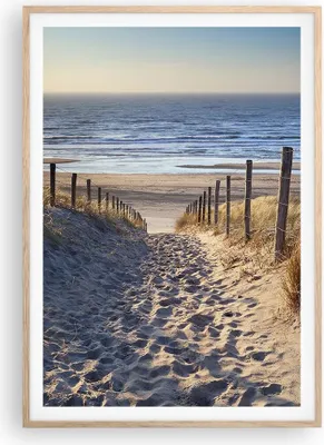 Produktbild von Gerahmtes Poster - Rahmen in heller Eiche - Meer Strand Düne - 70x100 cm - Wand Bild - Wanddeko - Wandbilder - Wandposter - Bilderrahmen - Bilder - Kunstdruck - Wandbild - P2NPA70x100-3612