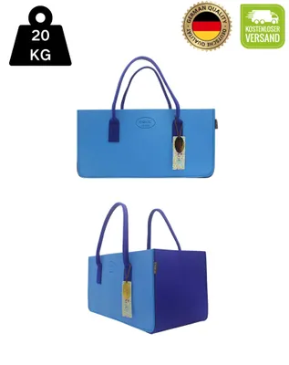 Produktbild von RAIKOU Kaminholztasche aus Filz Einkaufstasche Aufbewahrung Henkeltasche Picknicktasche Blau/Navy 50x34x27cm