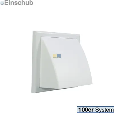 Produktbild von Außenhaube 100 er weiß Rund-Anschlusssystem, mit integrierter Rückstauklappe, Tropfnase und großer Wetterschutz-Vorsatzhaube