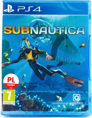 The image shows the front cover of the Subnautica video game for PlayStation 4.