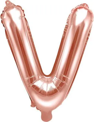 Obrázok produktu pre Fóliový balón písmeno "V", 35 cm, ružovo zlatý (1 balenie / 50 kusov)