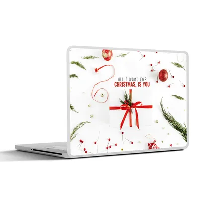 Produktbild von MuchoWow® Laptop Aufkleber Sticker Cover Winter - Rot - Zitat 30x22 cm - Laptop-Sticker