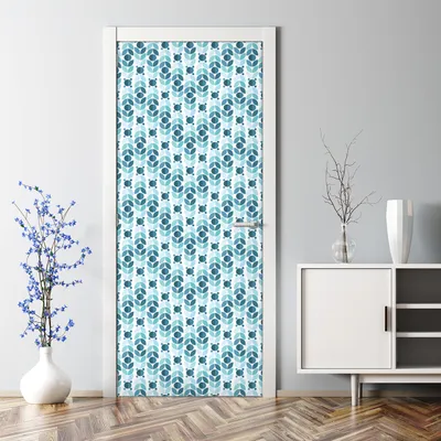 Produktbild von Dekorative Türposter Aufkleber selbstklebend Klebefolie Aquarell Blau Muster 85 x 200 cm