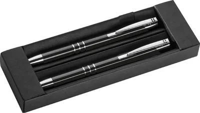 Produktbild von Metall Schreibset / Kugelschreiber + Druckbleistift / Farbe: schwarz