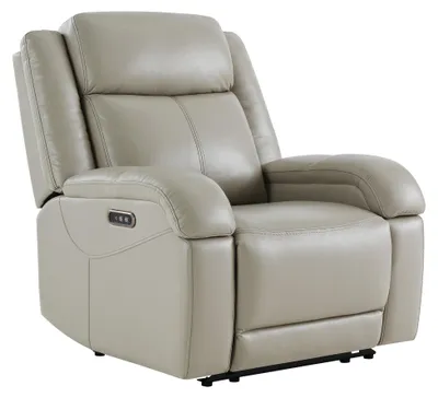 Produktbild von CHITA Elektrischer Relaxsessel, Echtleder, Wall-Hugger, Power-Recliner mit Dual-Motor, elektrischer Kopfstütze, USB- & Type-C-Anschluss