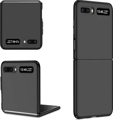 Multiple views of a black phone case for a Samsung Galaxy Z Flip.