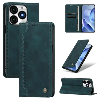 Produktbild von Handyhülle für itel A70, Leder Wallet Klapphülle mit Standfunktion, Stoßfeste Schutzhülle Grün
