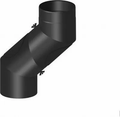 Produktbild von H&M Rauchrohr Ø 150mm Bogen verstellbar 0-90° 4tlg.mit Tür schwarz Kaminrohr