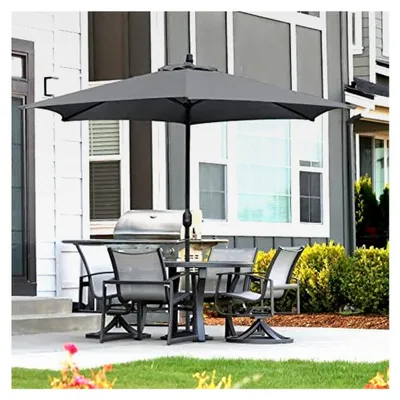 Produktbild von Sonnenschirm 270 cm Grau mit Kurbel | Ampelschirm Gartenschirm UV-Schutz 50+, 30° neigbar, wasserdicht für Garten und Terrasse, ohne Ständer