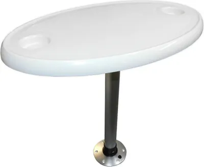 Immagine prodotto di Set di tavoli in plastica con gambe e base in alluminio: ovale 457 x 762 mm