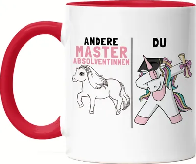 Produktbild von Andere Masterabsolventinnen Du Tasse Rot  Pferd Einhorn Geschenkidee Lustig Studentin Studium Hochschule Uni