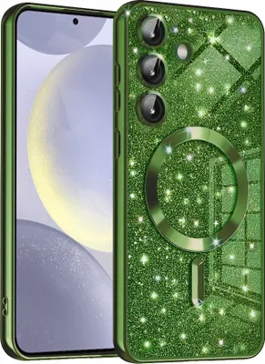 Produktbild von Techsuit Luxury Glitter Back Cover Hülle mit MagSafe für Samsung Galaxy S24 Plus - Dunkelgrün
