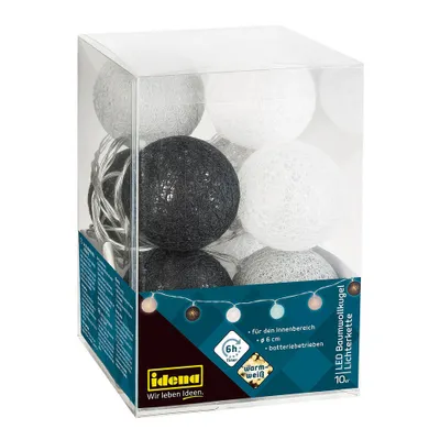 Produktbild von Idena 10er Baumwollkugeln LED Lichterkette bunt