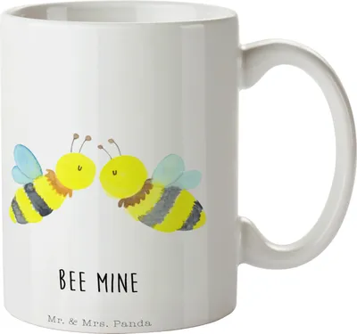 Produktbild von Mr. & Mrs. Panda Tasse Biene Liebe - Weiß - Geschenk, Keramiktasse, Kaffeetasse, Henkelpott, Becher, Hummel, Kaffeebecher