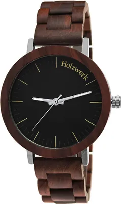 Produktbild von Holzwerk HAMBÜHREN Damen & Herren Holz Armbanduhr, braun, schwarz, silber