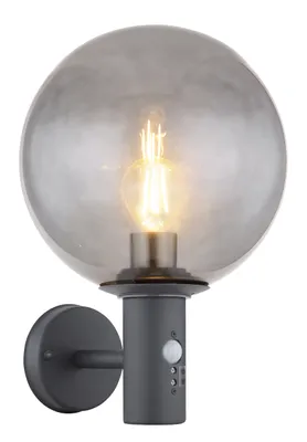 Produktbild von Außenleuchte Edelstahl, Aluminium anthrazit, Glas, Richtung Lichtschein: aufwärts, IP44, ø: 250mm, H: 370mm, AL: 265mm, inkl. 1x E27 LED 230V,