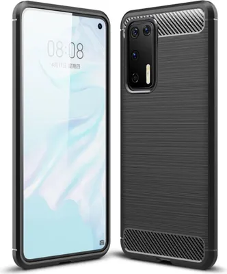 Produktbild von Huawei Case Handyhülle Cover TPU Case Schutzhülle Case Handy Bumper Carbon Optik Schale, Farbe:Grau, Modell wählen:Huawei Nova 3