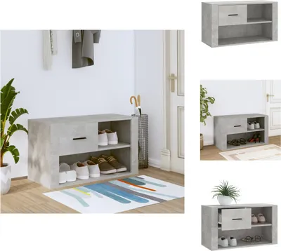 Image de vidaXL Armoire à chaussures gris béton 80x35x45 cm Bois composite - Étagères à chaussures & Armoires à chaussures