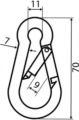 Produktbild von Feuerwehrkarabinerhaken Karabinerhaken 4,5,6,7,8,9,10,11,12 mm Karabiner Haken - Größe: 7 - Menge: 10
