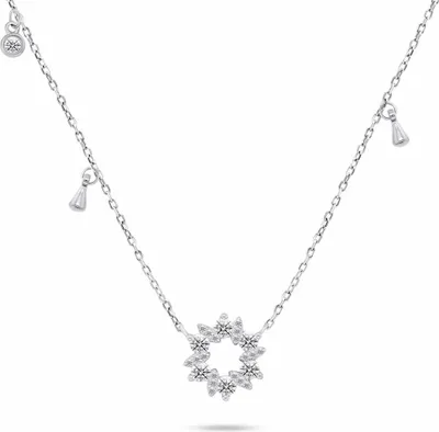 Produktbild von Schöne silberne Halskette mit Zirkonen NCL92W