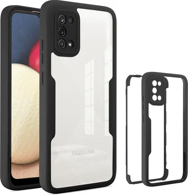 Immagine prodotto di Samsung Galaxy A02S Custodia protettiva, protezione dello schermo incorporata Custodia per telefono cellulare con protezione completa a 360 gradi per Samsung A02S Nero