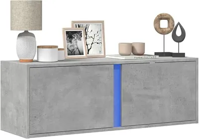 Produktbild von TV-Wandschrank mit LED-Beleuchtung TV Schrank Sideboard TV Fernsehschrank Wohnwand Betongrau 100x31x35 cm - 852267