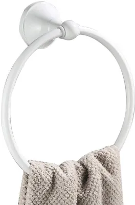 Productafbeelding van Ibenzoa® Wandhanddoekhouder van messing, witte afwerking, 18 x 18 x 7,2 cm – wandmontabele handdoekhouder met verborgen schroeven, geschikt voor de badkamer