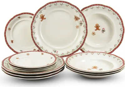 Image de Leander Service d'assiettes, porcelaine de Noël, pain d'épices, Leander, 12 d