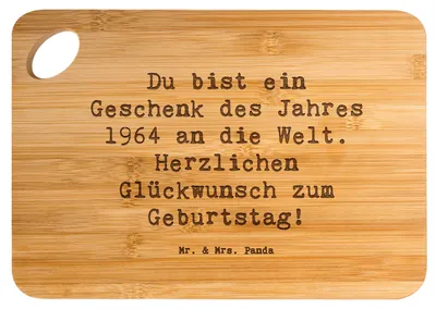 Produktbild von Mr. & Mrs. Panda Brett Spruch 1964 Geburtstag Geschenk - Transparent - Frühstücksbrettchen, Jahrgangsgeschenk, geboren, Geburtstagsgruß, Alter, Schneidebrett, Holzbrett