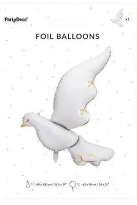 Produktbild von Taube Folienballon Hochzeit Kommunion 80x100 cm