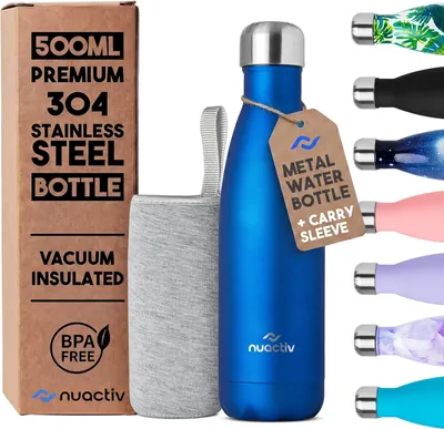 Obrázek produktu pro Nerezová láhev na pití, objem 500 ml, s vakuovou izolací, udrží nápoj teplý po dobu 12 hodin a studený po dobu 24 hodin, bez BPA