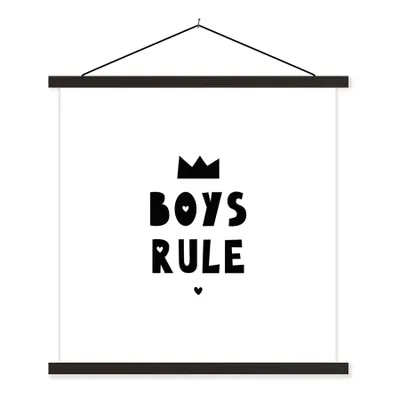 Produktbild von MuchoWow® Textilposter Jungen regieren - Zitate - Sprichwörter - Kinder - Jungen 60x60 cm mit schwarzem Rahmen - Posteraufhänger