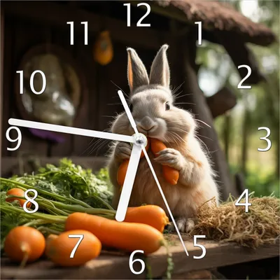 Produktbild von Wallario Design Wanduhr Karottenliebhaber aus Echtglas, Größe 20 x 20 cm