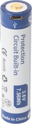 Produktbild von Keeppower 16650 Li-ion Akku 2100mAh, 3,7V - 3,6V, 70,2x16,74mm PCB geschützt mit USB Lademöglichkeit P1621U